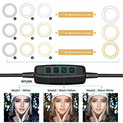 25cm LED Selfie Ring Light Photography Video Light RingLight Phone Stand Tripod Fill Light Dimmable Lamp Live streaming light