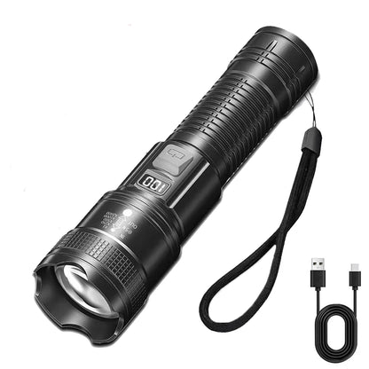 Portable Rechargeable LED Flashlights High Power Military Tactical Flashlight Telescopic Zoom Torch Lamp Outdoor Camping Fishing