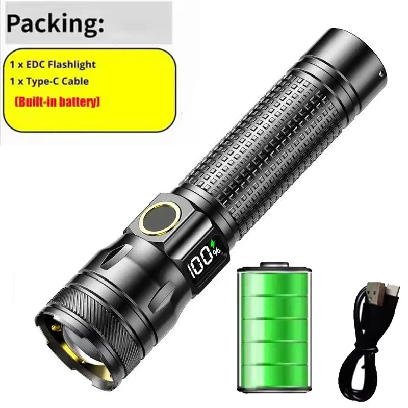 Aluminum Alloy LED Flashlight High Power Rechargeable Tactical Telescopic Zoom Torch Flash Light Outdoor Camping Lantern