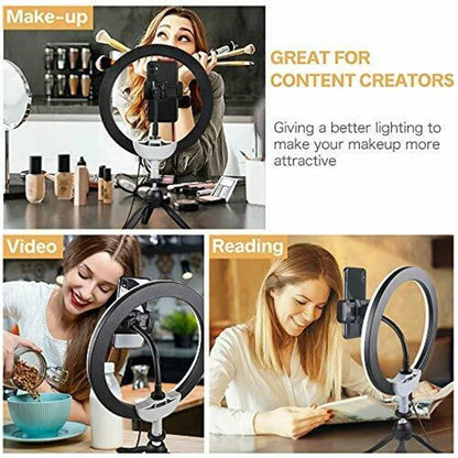 25cm LED Selfie Ring Light Photography Video Light RingLight Phone Stand Tripod Fill Light Dimmable Lamp Live streaming light