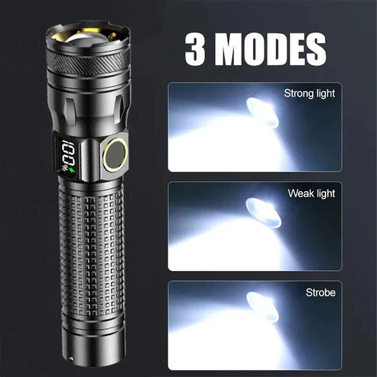 Aluminum Alloy LED Flashlight High Power Rechargeable Tactical Telescopic Zoom Torch Flash Light Outdoor Camping Lantern