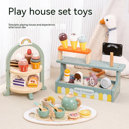 Kids Wooden Tea Party Playset