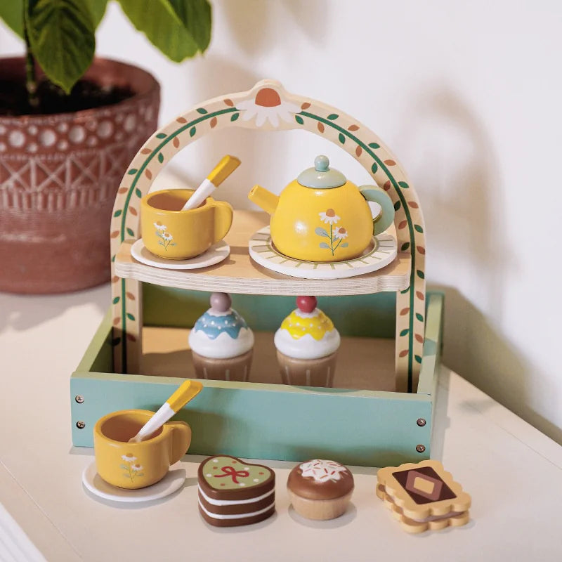 Kids Wooden Tea Party Playset